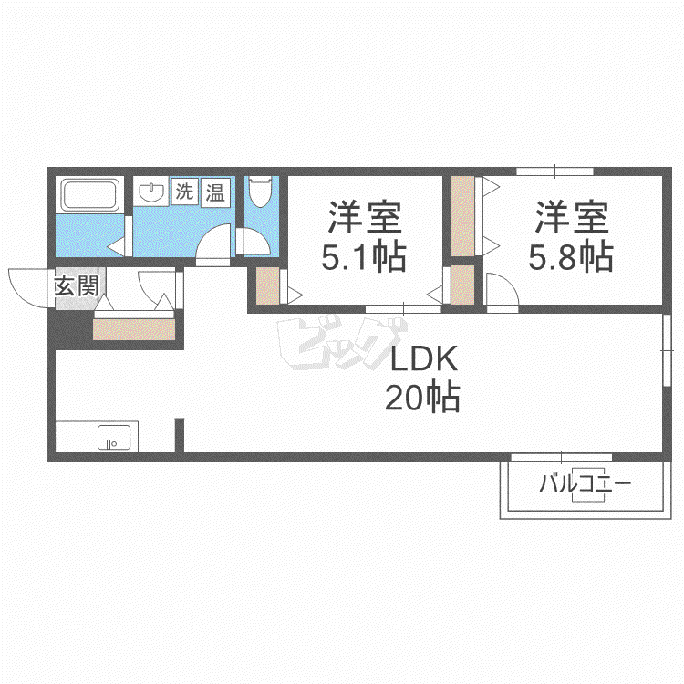 LA・ROSE北円山(2LDK/4階)の間取り写真