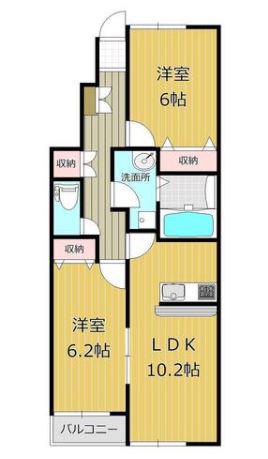 SMARTLIFE妹尾駅前B棟 101(2LDK/1階)の間取り写真