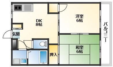 芦屋ビレッジ(2DK/3階)の間取り写真