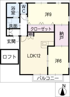 ハートタウン飛鳥B棟(2LDK/2階)の間取り写真