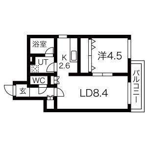 PATIO東区役所前(1LDK/2階)の間取り写真