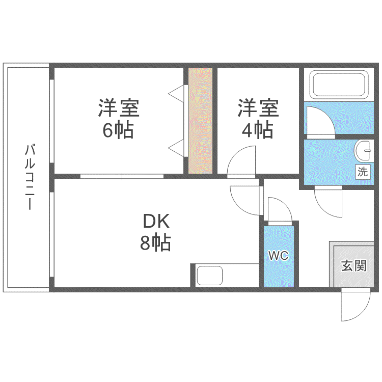 レピュート平岸(2DK/3階)の間取り写真