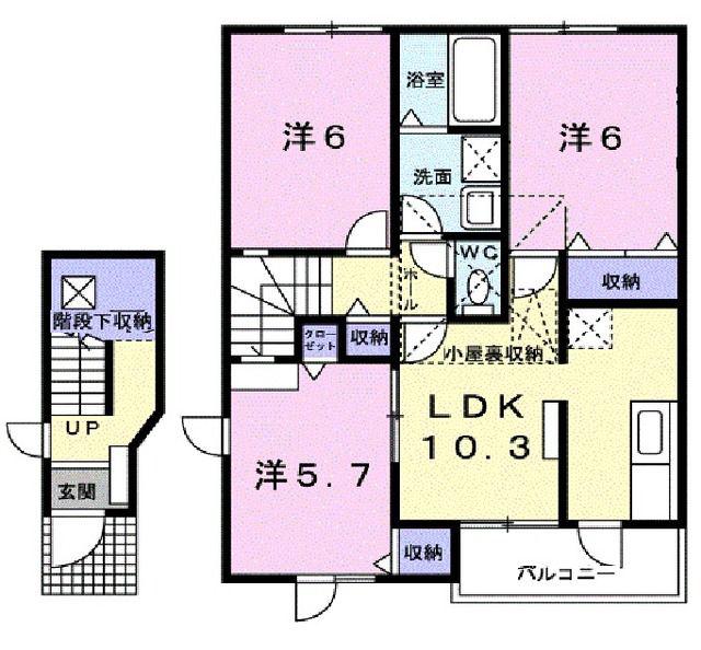 アドナイール A(3LDK/2階)の間取り写真