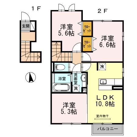 リュミエールM&Y B棟(3LDK/1階)の間取り写真