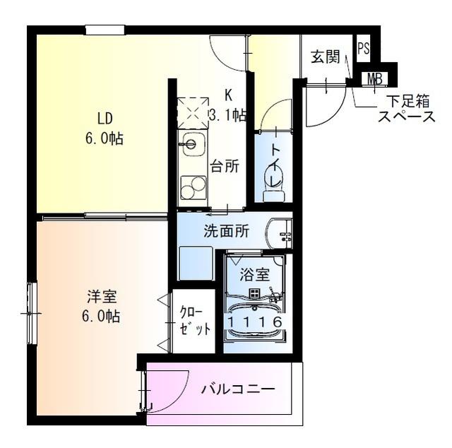 フジパレス弥刀I番館(1LDK/2階)の間取り写真