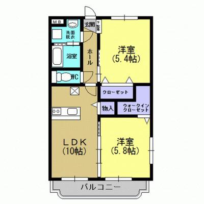 NAGI東(2LDK/1階)の間取り写真