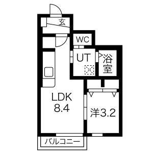 エスポワール吉岡(1LDK/1階)の間取り写真