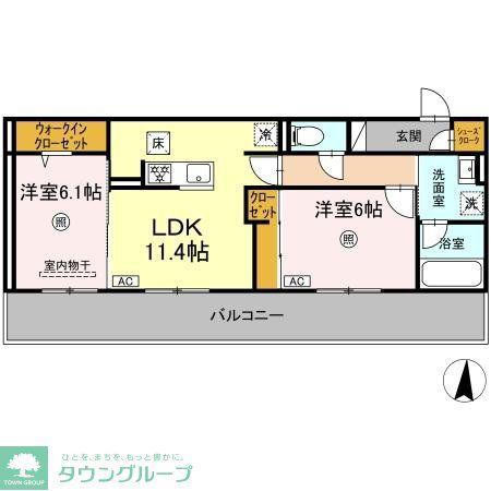 リヴィエール友丘(2LDK/2階)の間取り写真