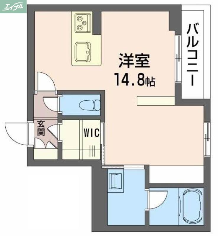 ユーグレイス東島田(ワンルーム/2階)の間取り写真