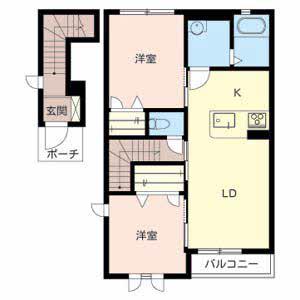 ラ・フルールII(2LDK/2階)の間取り写真
