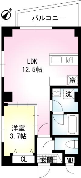 ラ・クール西八王子(1LDK/2階)の間取り写真