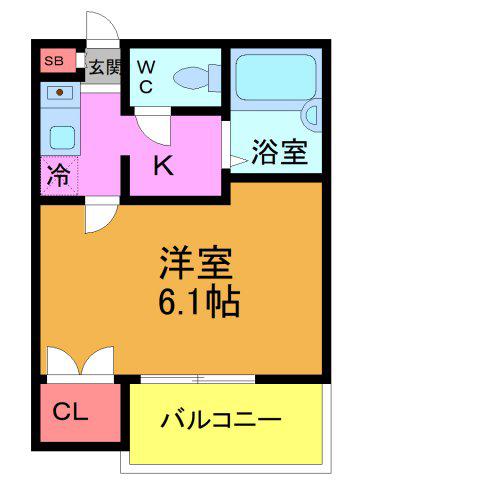 COTTONWELL浦安(1K/1階)の間取り写真