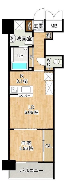 ウィングス門司駅前(1LDK/10階)の間取り写真
