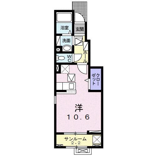 ペルズィモーネ(ワンルーム/1階)の間取り写真