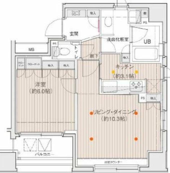 ドゥーエ銀座イーストII(1LDK/11階)の間取り写真