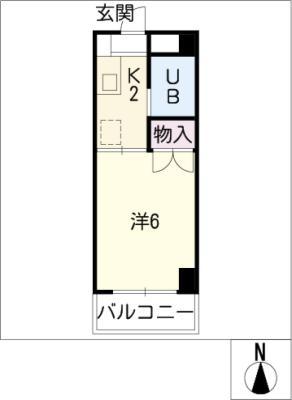 リズスクエア 西棟(1K/1階)の間取り写真