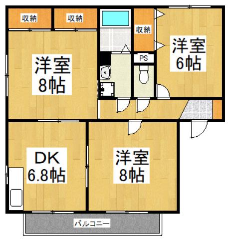 サンレイクヴィラSUZUKI C(3DK/1階)の間取り写真