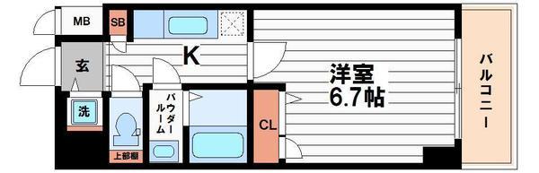 シャルマンフジ大阪城南(1K/8階)の間取り写真