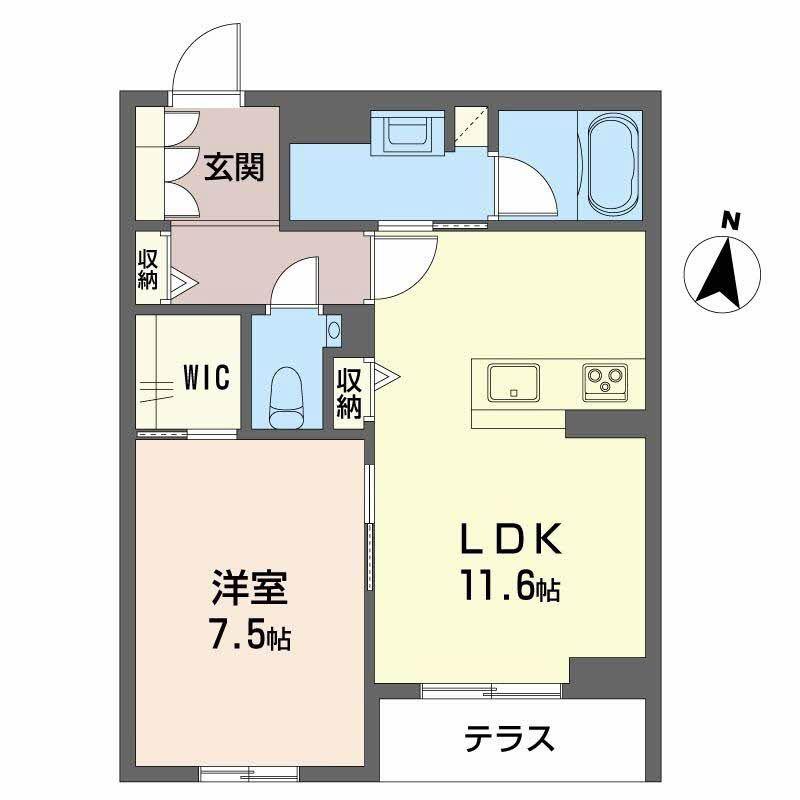 マグノリア上杉(1LDK/1階)の間取り写真