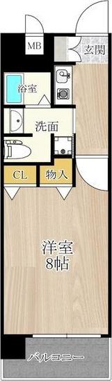 アスリート新大阪II(1K/7階)の間取り写真