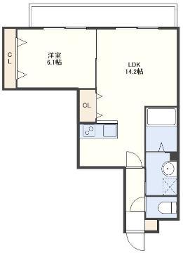 MOCO-DICE(1LDK/5階)の間取り写真