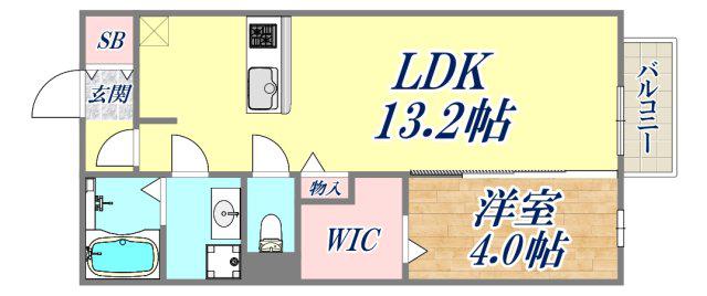 ラ・フォーレ名倉(1LDK/2階)の間取り写真