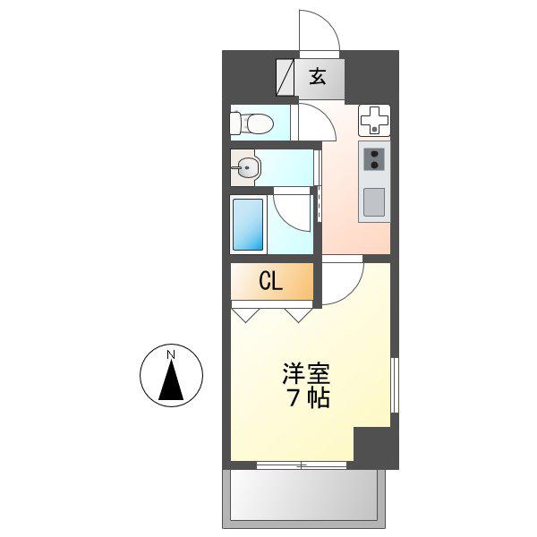 CITY SPIRE 名駅前(1K/9階)の間取り写真