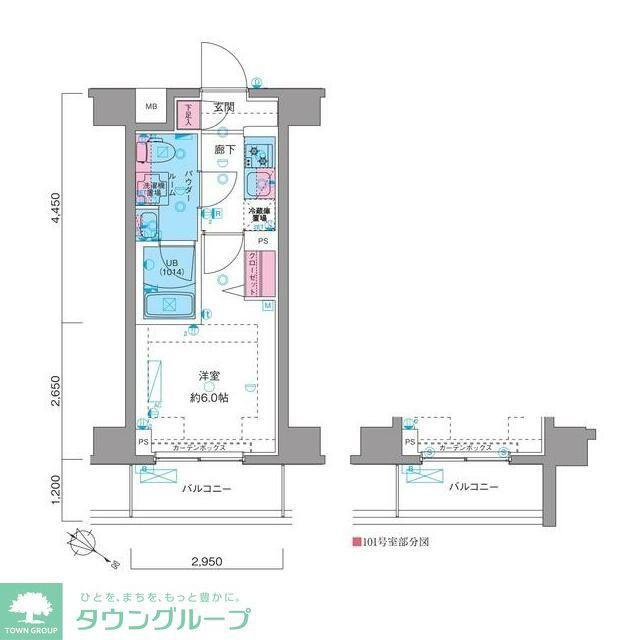 GENOVIA川崎IISKYGARDEN(1K/1階)の間取り写真