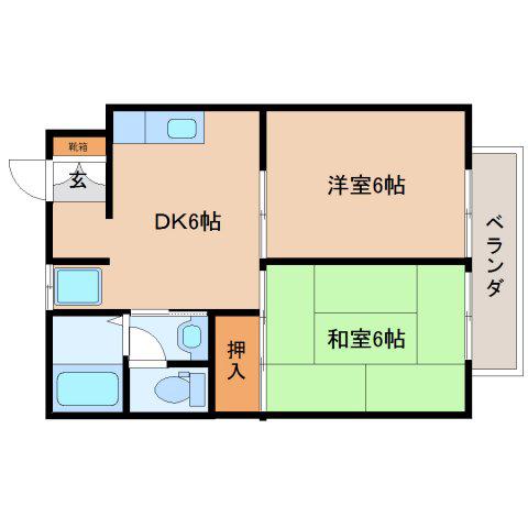 サマックスカーサ(2DK/2階)の間取り写真
