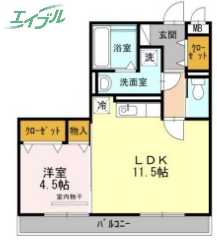 ステラII(1LDK/2階)の間取り写真