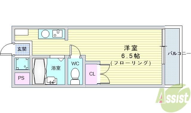 ユーベル18(ワンルーム/1階)の間取り写真