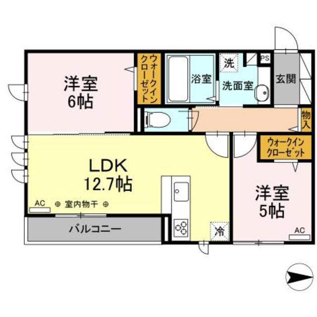 メゾンフルール(2LDK/3階)の間取り写真