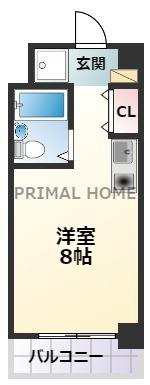 RKB24(ワンルーム/4階)の間取り写真