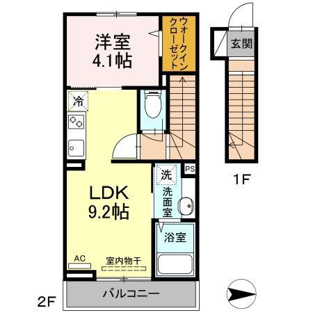 アンジュール西落合(1LDK/2階)の間取り写真