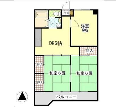 ドルフィン多賀(3DK/2階)の間取り写真