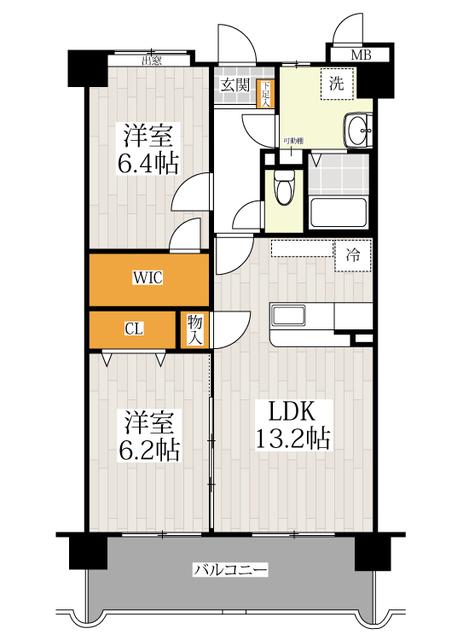 アドミラーブル(2LDK/6階)の間取り写真