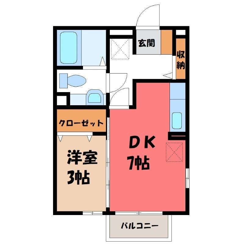 フィーノA(1DK/1階)の間取り写真