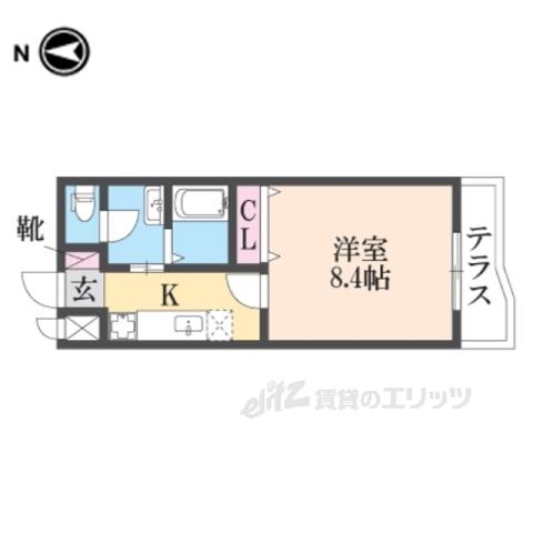 エルメゾン東羽合(1K/1階)の間取り写真