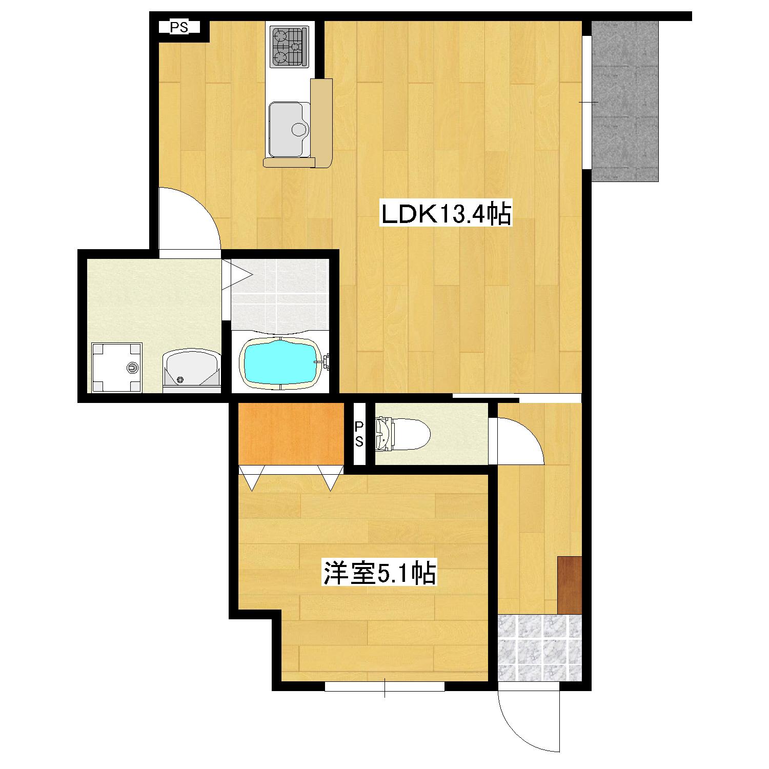 HEBEL FLAT へーベルフラッツ(1LDK/1階)の間取り写真