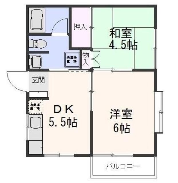 グリーンコーポ司(2DK/2階)の間取り写真