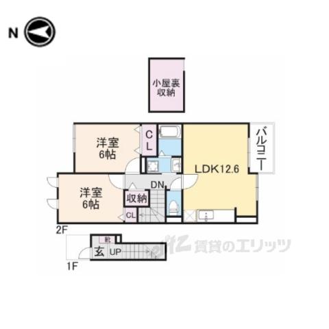 ランドマーク桜井Ⅱ(2LDK/2階)の間取り写真