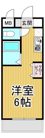 ユニテソリステ津門川(1K/1階)の間取り写真