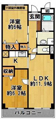 サンカルティエ(2LDK/2階)の間取り写真