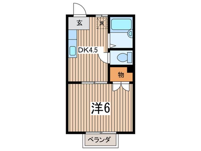 エクレールK若松町(1DK/2階)の間取り写真