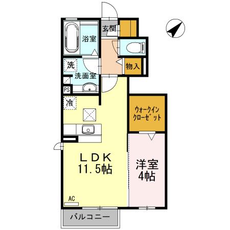 ソレッサ(1LDK/1階)の間取り写真