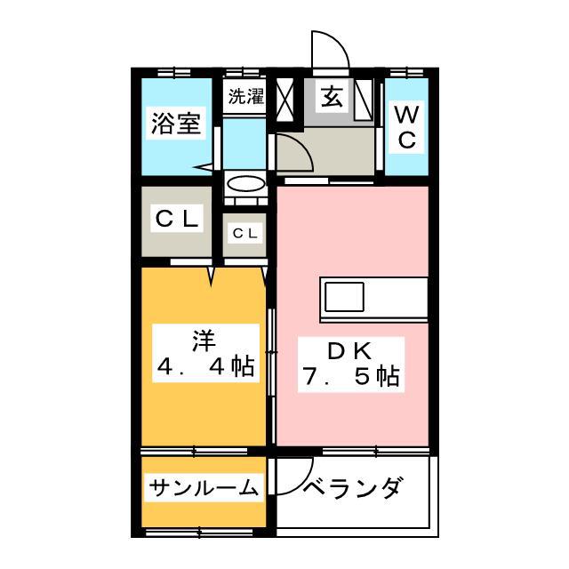 コミーテ須賀II-B(1DK/1階)の間取り写真