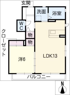 アベニューケローナB(1LDK/1階)の間取り写真