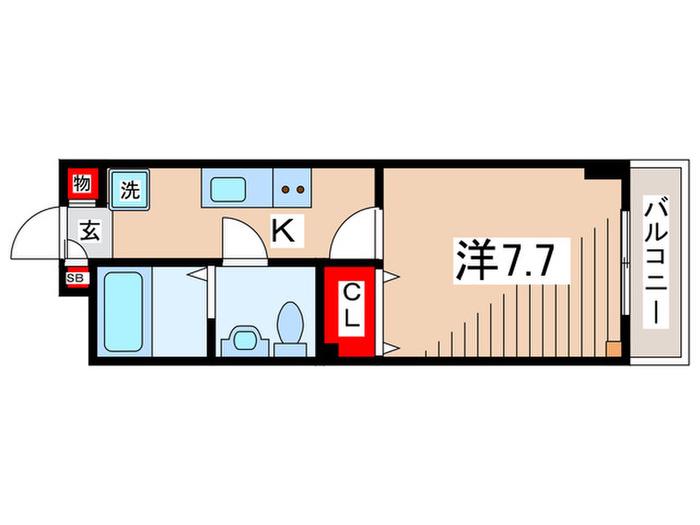 ワージーエス(1K/2階)の間取り写真
