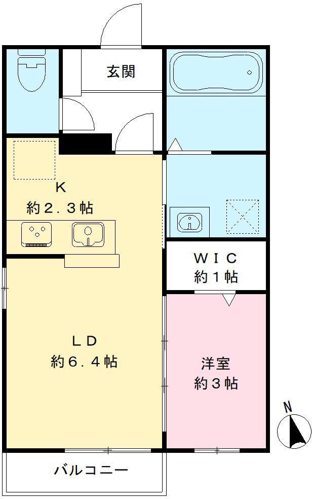 PRENDRE A棟(1LDK/1階)の間取り写真