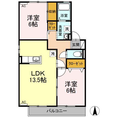 STK2ハイツ(2LDK/2階)の間取り写真